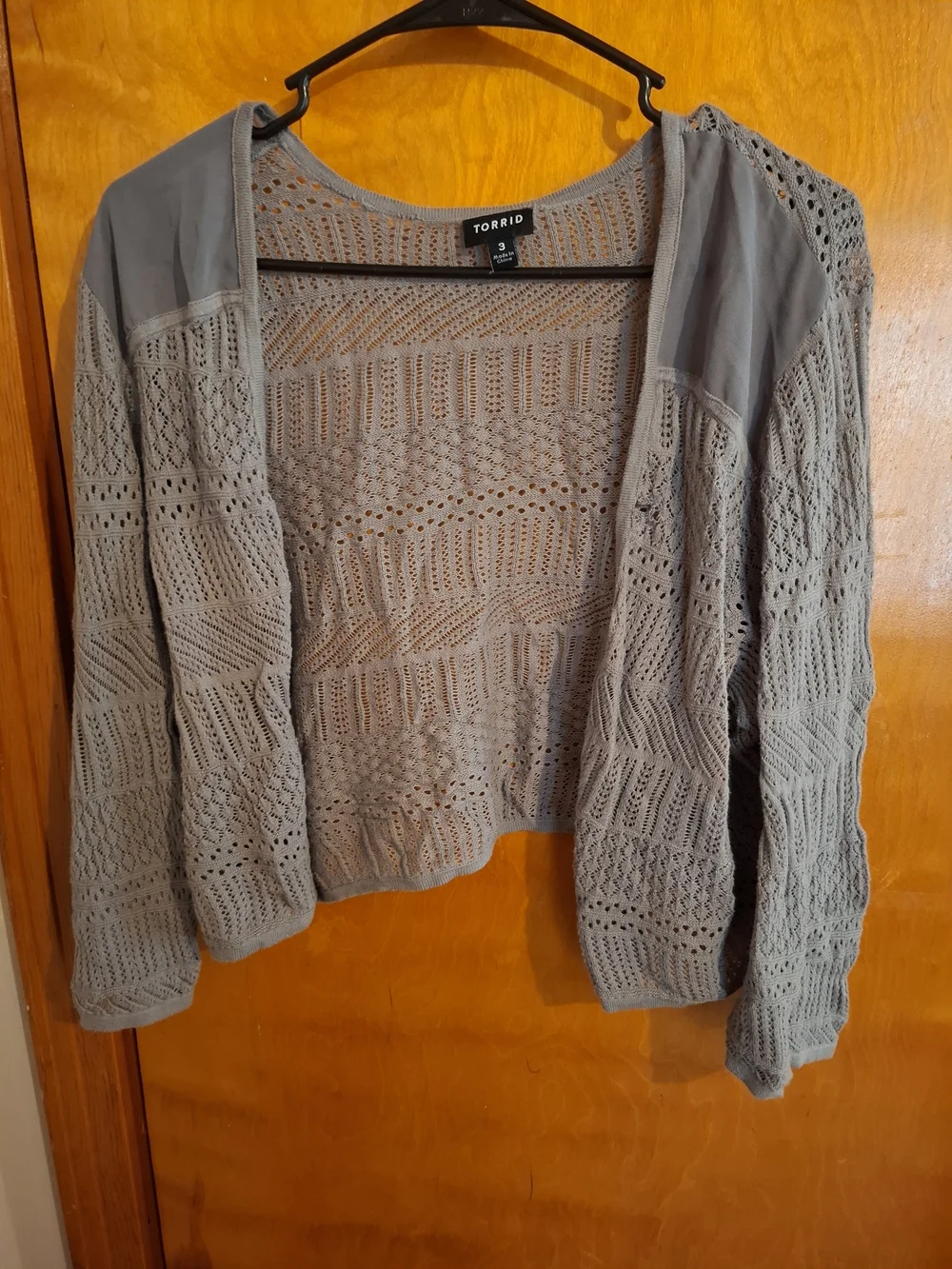 torrid grey openwork knit cardigan